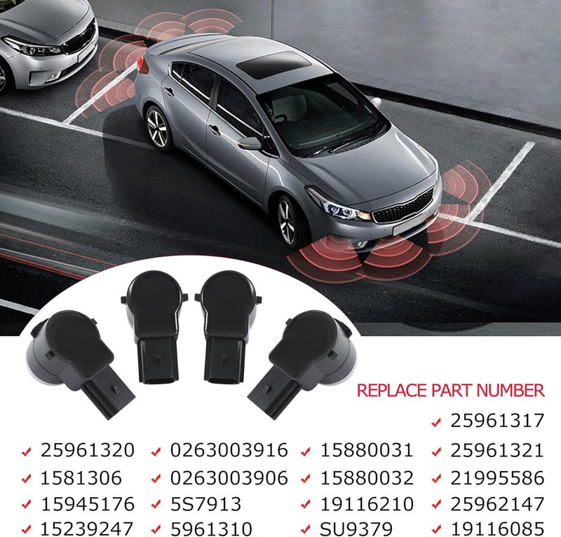 JDMSPEED Set of 4 Pcs Rear Bumper Backup Parking Sensor w/O-Ring Replacement for Chevrolet Cadillac GMC Chevy Saturn Buick Replaces 25961317 15239247 25961321 21995586 25962147 Parking Assist Sensors - Image 3